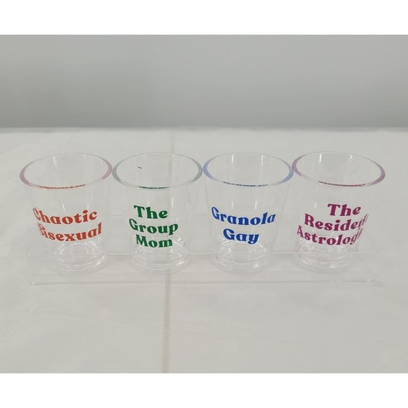 Set of 4 Gay Pride Shot Glasses, Plastic - Picture 1 of 8